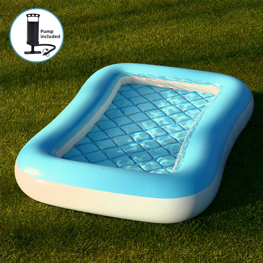 Swimming Pool for Kids | Inflatable Sunset Glow Round Colourful Ring Baby Pool (Blue)