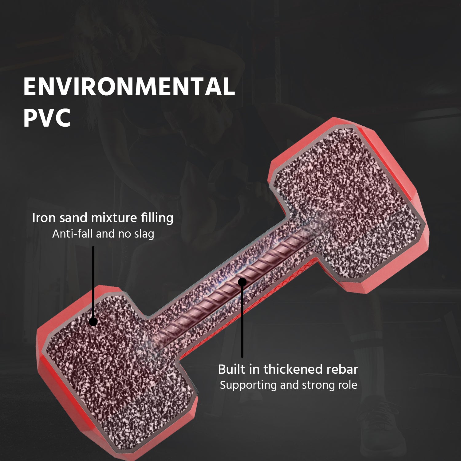 Lifelong PVC Hex Dumbbells Pack of 2 – 5kg Each (Total 10kg), Red Home Gym Weights for Men & Women