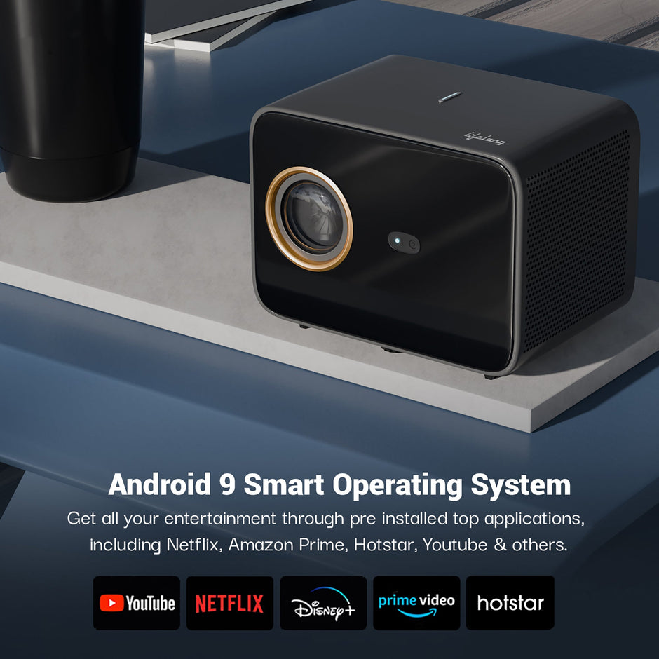 SmartStream Smart Projector, Android 9 with Built-in Smart Apps, Native 1080p Full HD 4K Support, 7000 Lumens, 2X Brightness, 10W Speaker, 200 Inch Display, Wi-Fi/Bluetooth