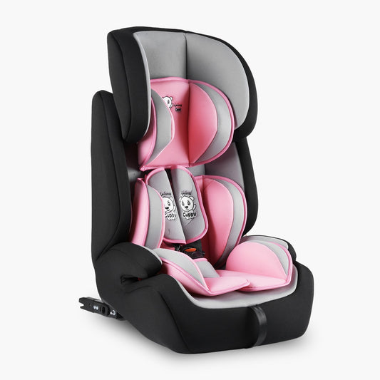 Lifelong Cuppy Baby Car Seat with Isofix of 0 to 12 Years Age Safety Certified Growing Car Seat for Kids (Pink Grey)