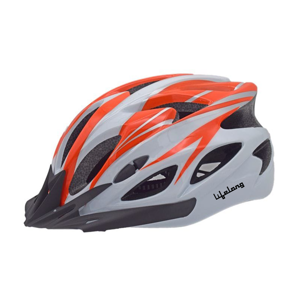 LLFAH03 Adjustable Cycling Helmet with Detachable Visor(Orange/White)