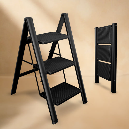 Lifelong 3-Step Steel Ladder – Foldable & Portable Multipurpose Stool with 150Kg Capacity for Home, Kitchen