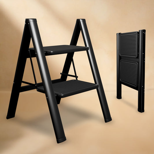 Lifelong 2-Step Steel Ladder – Foldable, Portable Multipurpose Stool, 150Kg Capacity