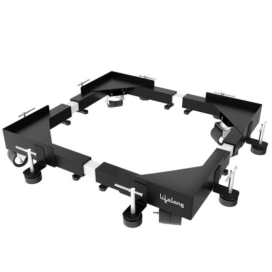 Lifelong Washing Machine Stand- Adjustable Metal Trolley With Wheels For Home