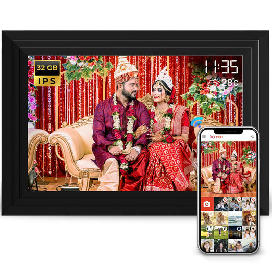 Lifelong Electronics 10.1 Inch (25.65 CM) Digital Photo Frame with Slideshow, Video & Sound – IPS HD Auto-Rotate Touch Screen, Wi-Fi & 32GB Memory - Desktop/Wall Mounted - Share Files with Frameo App