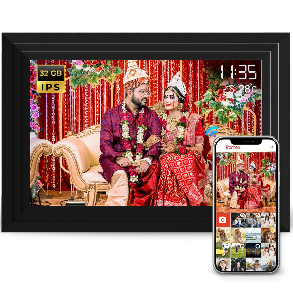 Lifelong Electronics 10.1 Inch (25.65 CM) Digital Photo Frame with Slideshow, Video & Sound – IPS HD Auto-Rotate Touch Screen, Wi-Fi & 32GB Memory - Desktop/Wall Mounted - Share Files with Frameo App