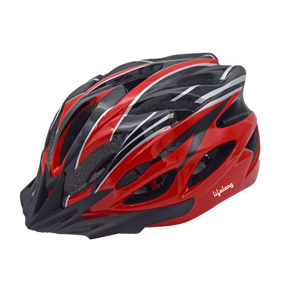LLFAH06 Adjustable Cycling Helmet with Detachable Visor (Red/ Black)