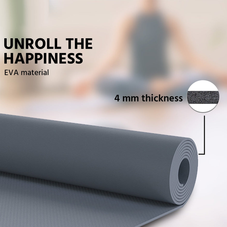 Lifelong Yoga mat for Women & Men EVA Material 4mm Grey Anti Slip for Gym Workout