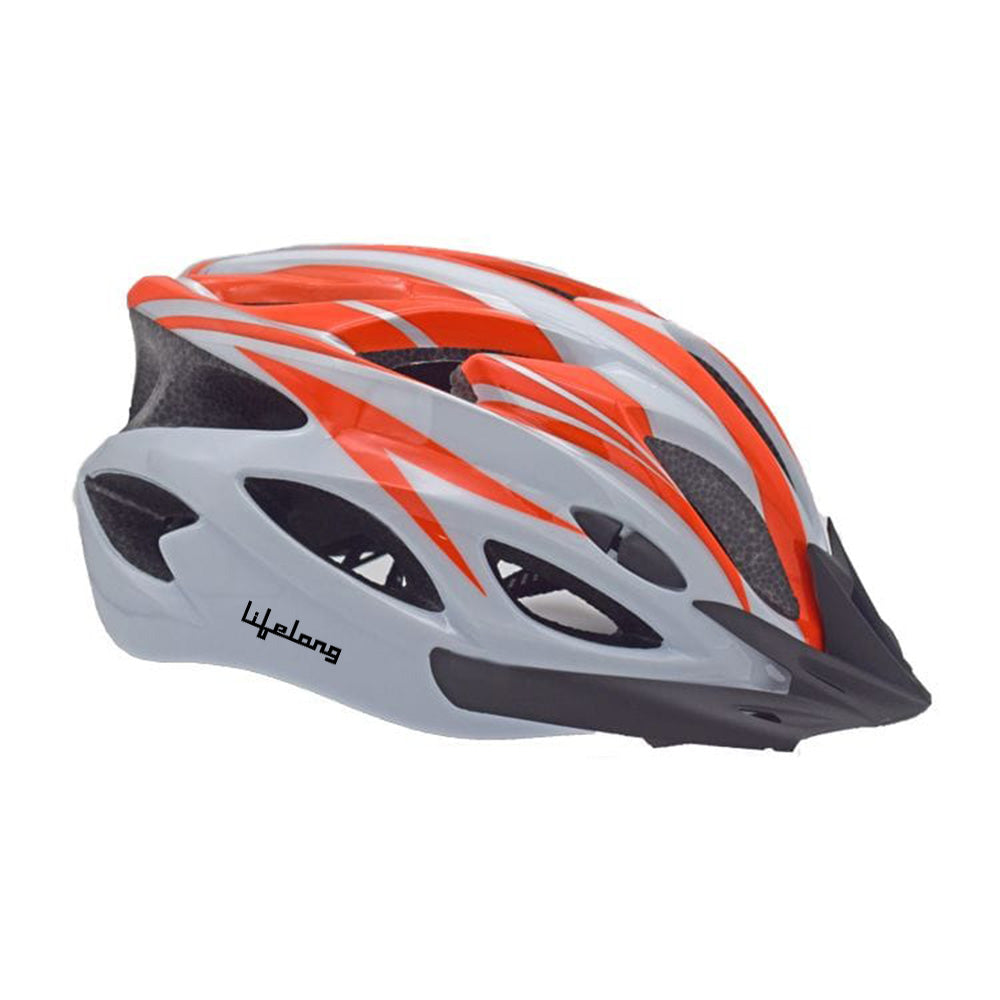 LLFAH03 Adjustable Cycling Helmet with Detachable Visor(Orange/White)