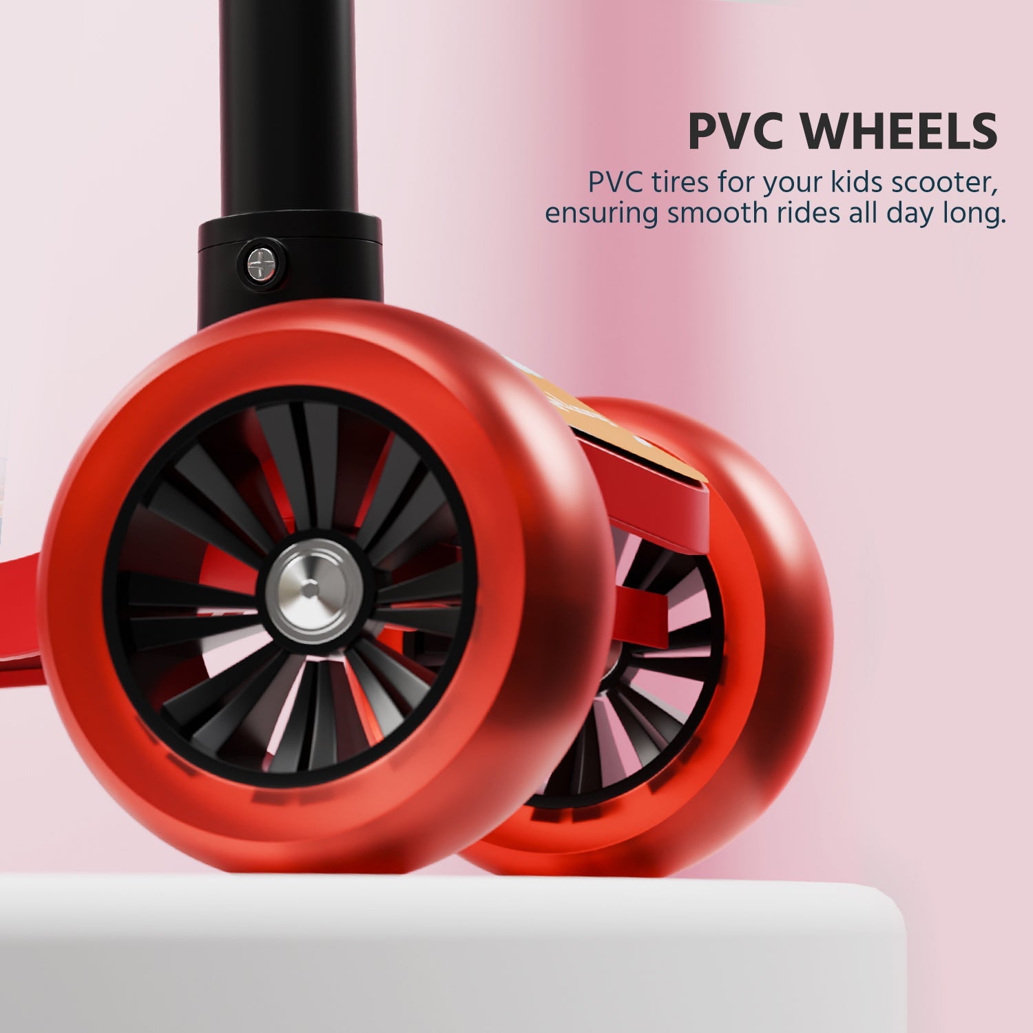 Lifelong Kids Kick Scooter Foldable with Adjustable Height & PVC Wheels, Red/Black