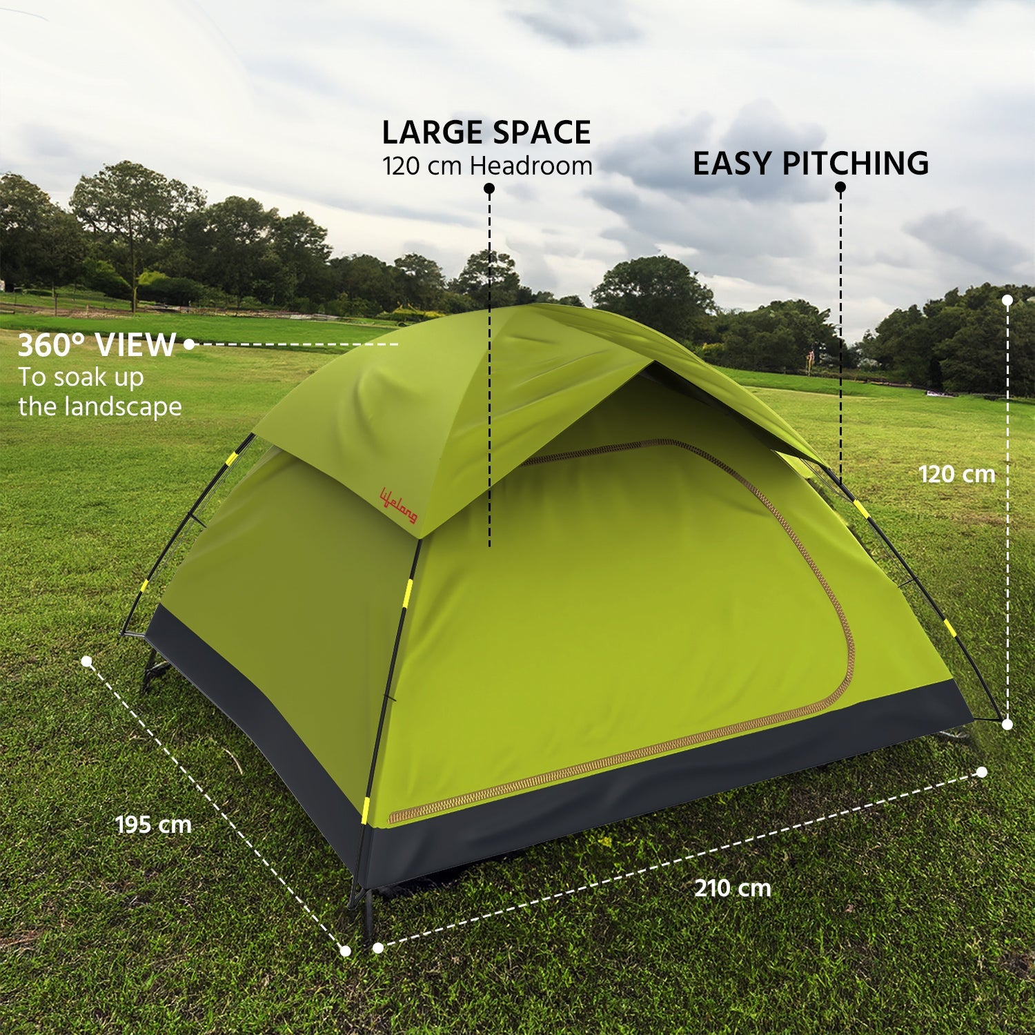 Lifelong Basics 3-4 Person Polyester Dome Water proof Tent for Camping and Hiking|Back Window|Top ventilation