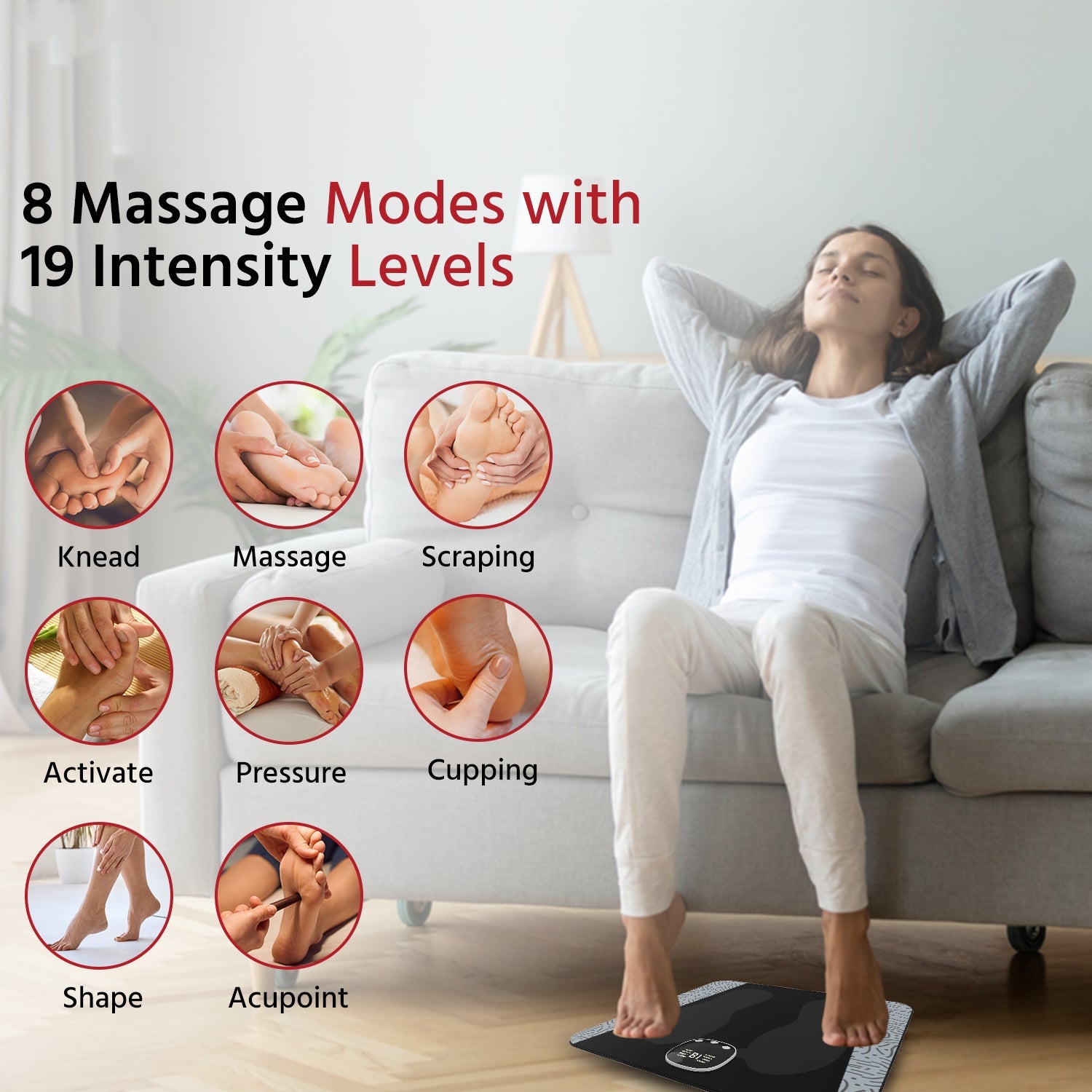 Lifelong EMS Foot Massager - 8 Modes, 19 Levels, Wireless & Rechargeable