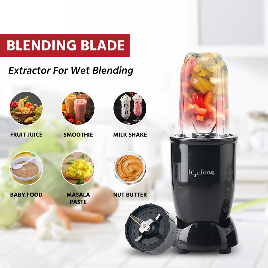 Lifelong Regalia Nutri Mixer/Grinder/Blender, Stainless Steel Blades, 2 Unbreakable Jars, 450 W