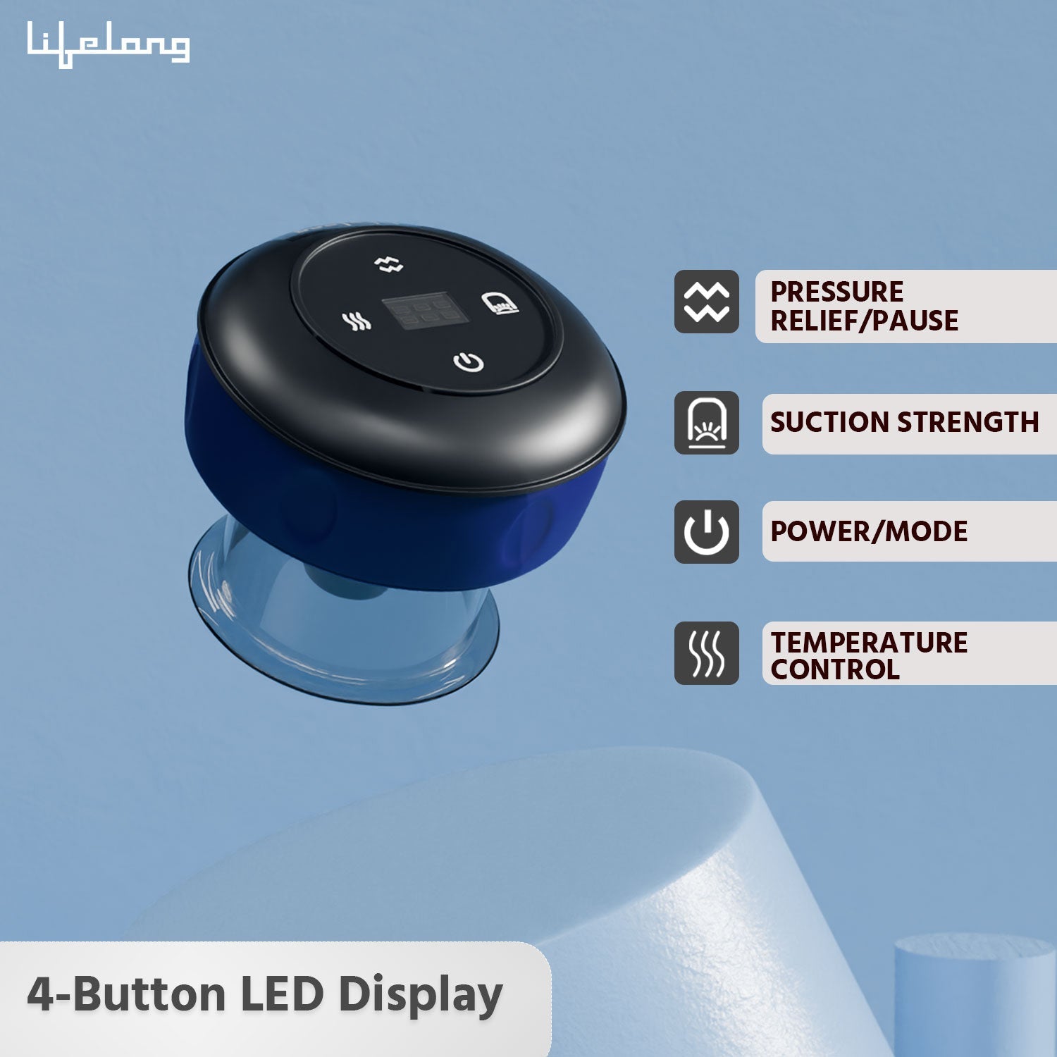 Lifelong Electric Cupping Massager | 12 Intensity Levels | Rechargeable Pain Relief Device