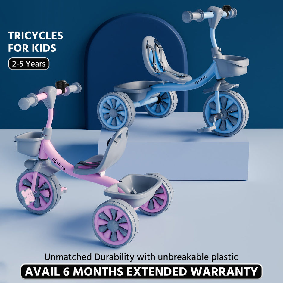 Lifelong Kids Tricycle with Eva wheels, bell and Storage Basket / baby Trike/ Age Group 2 Year to 5years/ Blue (LLKTC06)