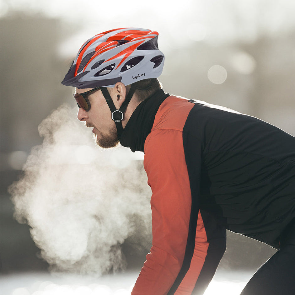 LLFAH03 Adjustable Cycling Helmet with Detachable Visor(Orange/White)