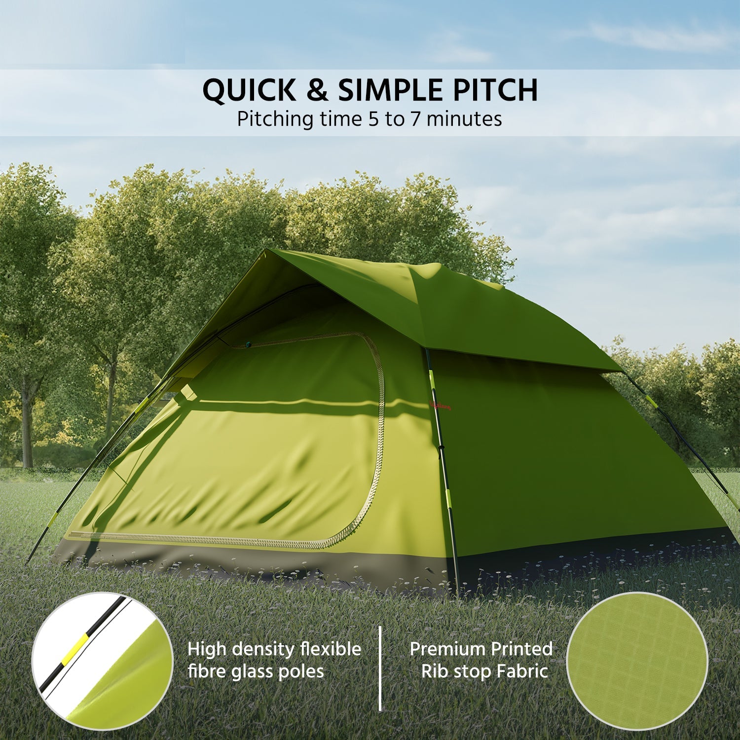 Lifelong Basics 3-4 Person Polyester Dome Water proof Tent for Camping and Hiking|Back Window|Top ventilation