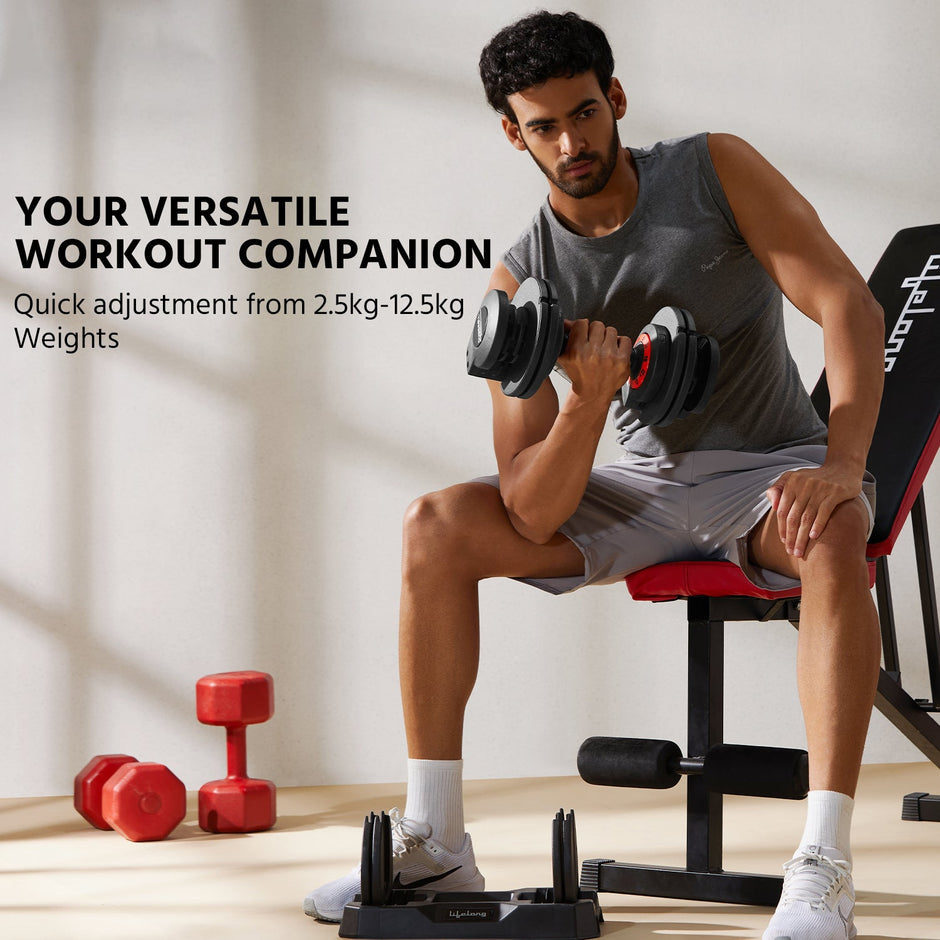 Lifelong Adjustable dumbbells for Home workout 2.5kg to 12.5kg