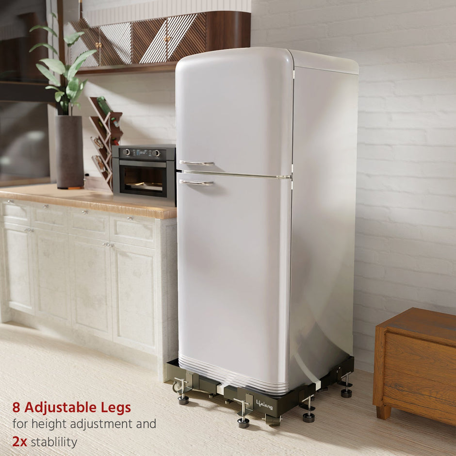 Lifelong Washing Machine Stand- Adjustable Metal Trolley With Wheels For Home