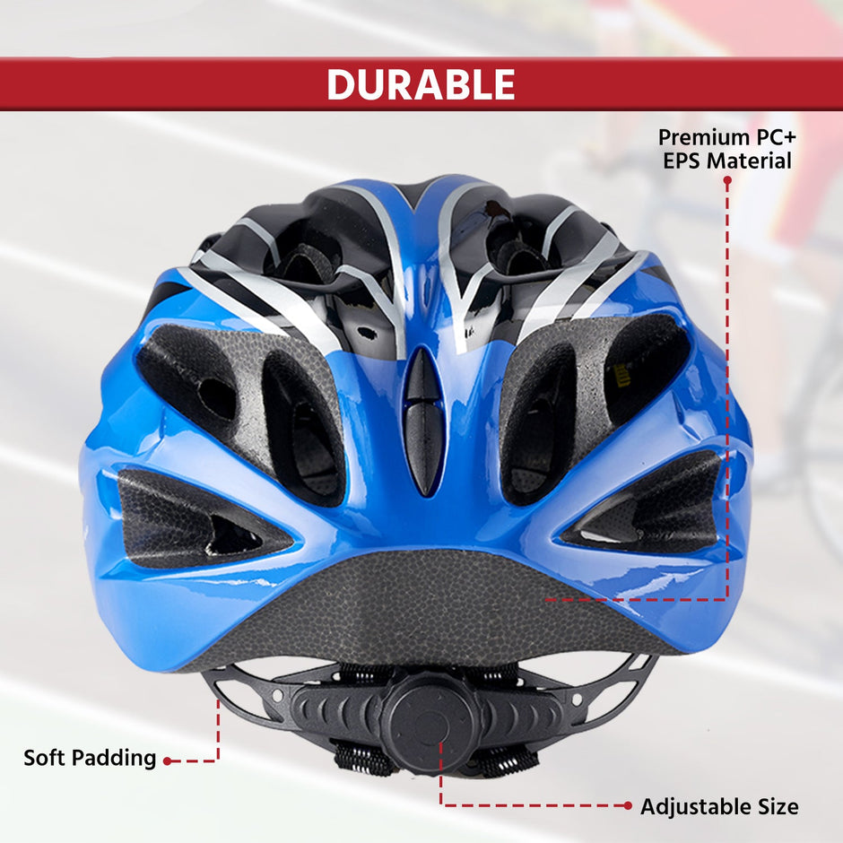 LLFAH05 Adjustable Cycling Helmet with Detachable Visor (Blue/ Black)