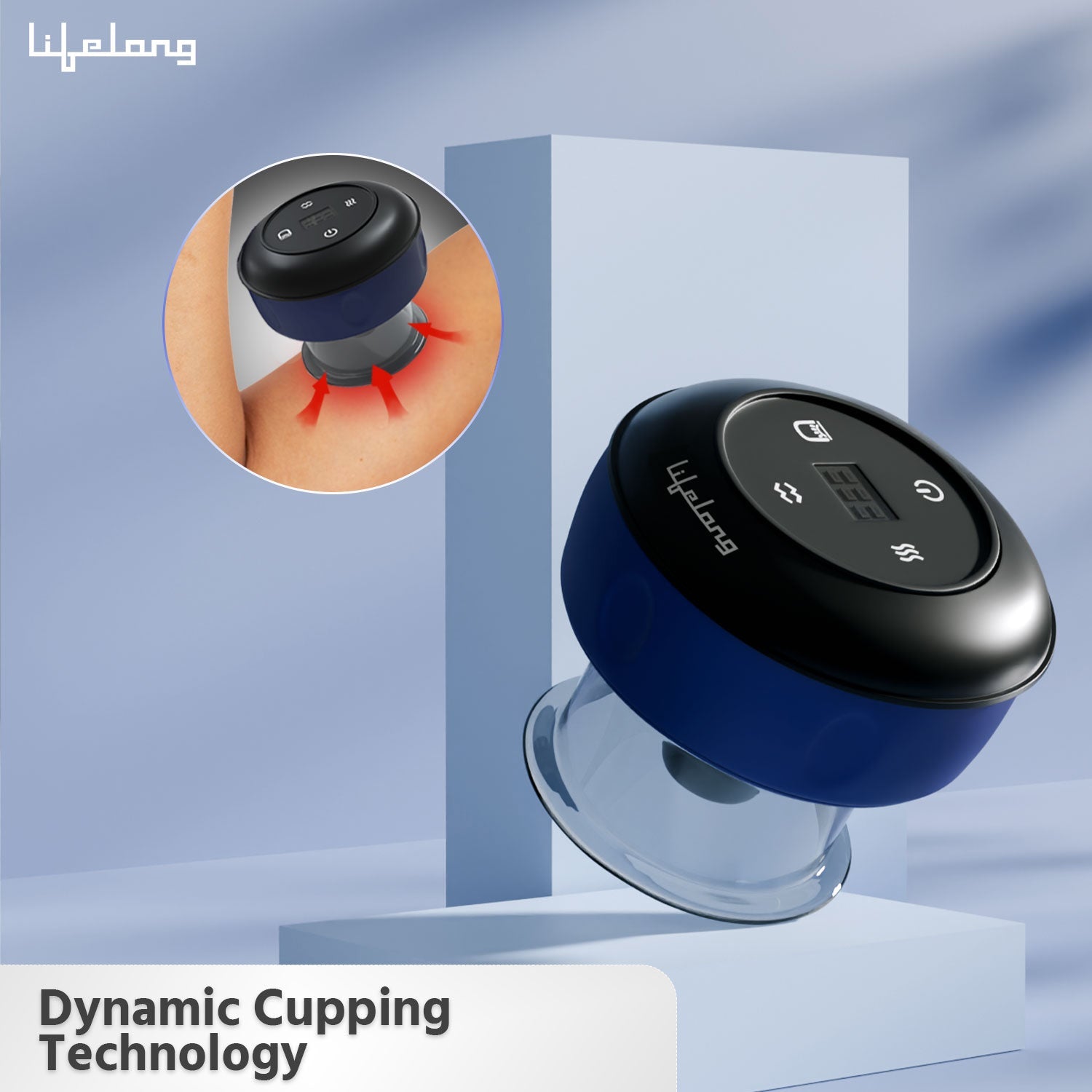 Lifelong Electric Cupping Massager | 12 Intensity Levels | Rechargeable Pain Relief Device