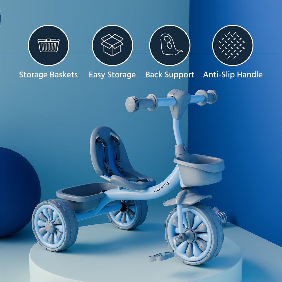 Lifelong Kids Tricycle with Eva wheels, bell and Storage Basket / baby Trike/ Age Group 2 Year to 5years/ Blue (LLKTC06)