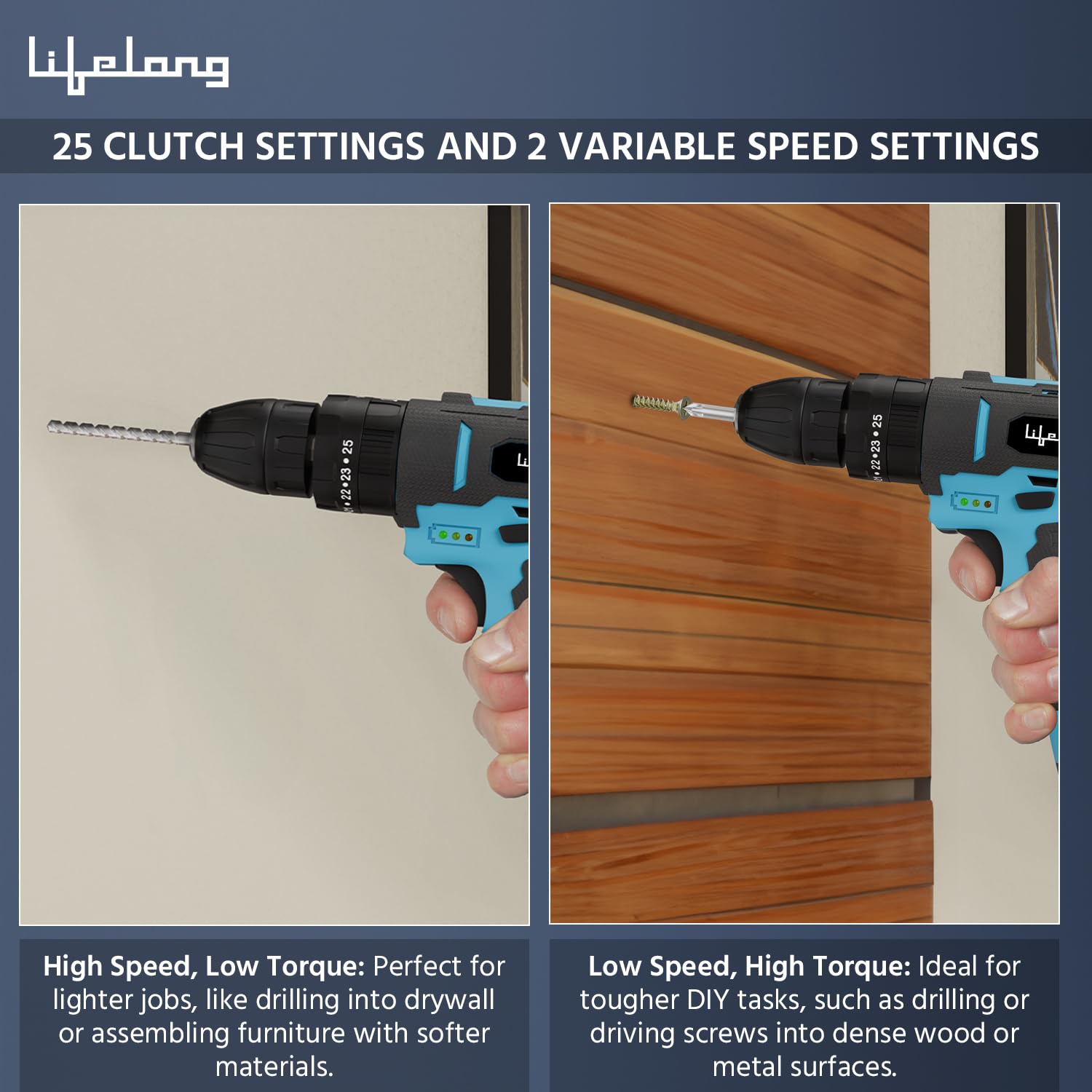 Lifelong Cordless Drill Machine for Home & DIY Use | Drill Driver | 12V Battery | 1450 RPM | | 25 accessories | Free Screw Set | Cordless Screwdriver | Drill Machine for home |Multiple torque setting