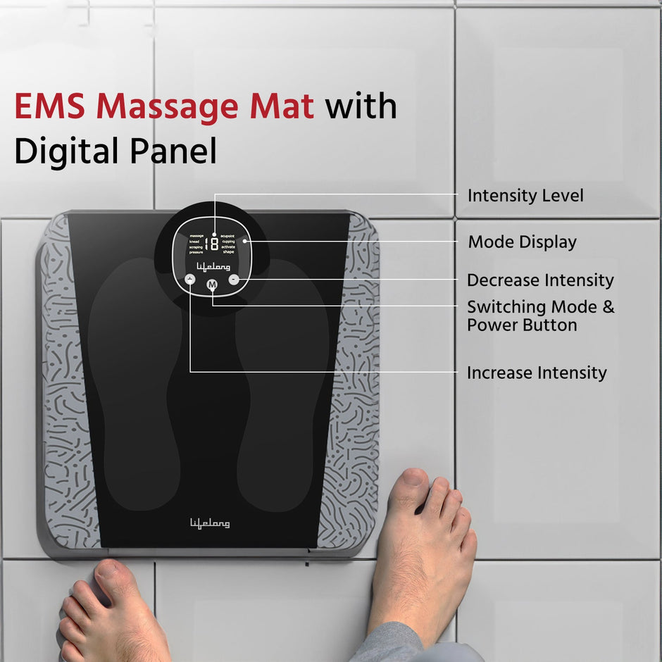 Lifelong EMS Foot Massager - 8 Modes, 19 Levels, Wireless & Rechargeable