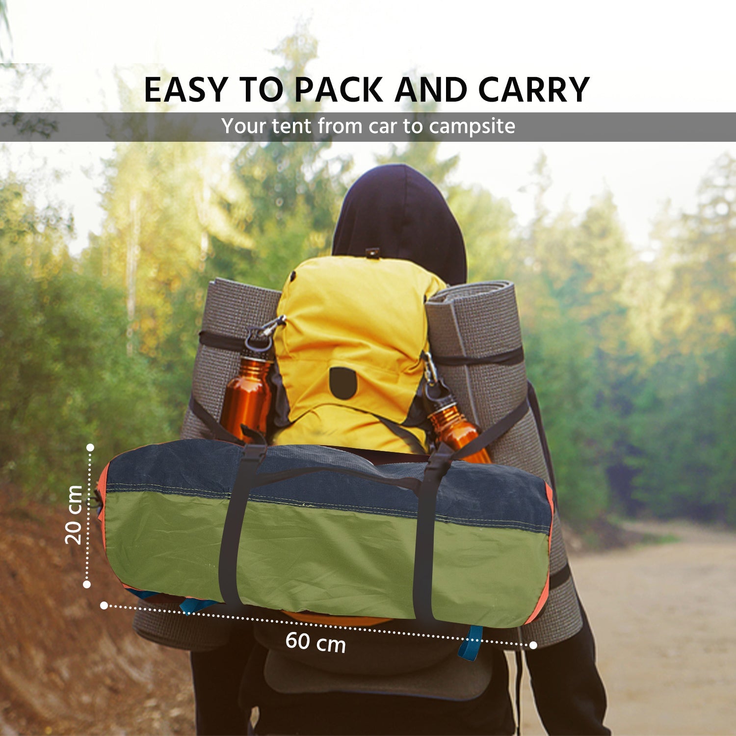 Lifelong Basics 3-4 Person Polyester Dome Water proof Tent for Camping and Hiking|Back Window|Top ventilation