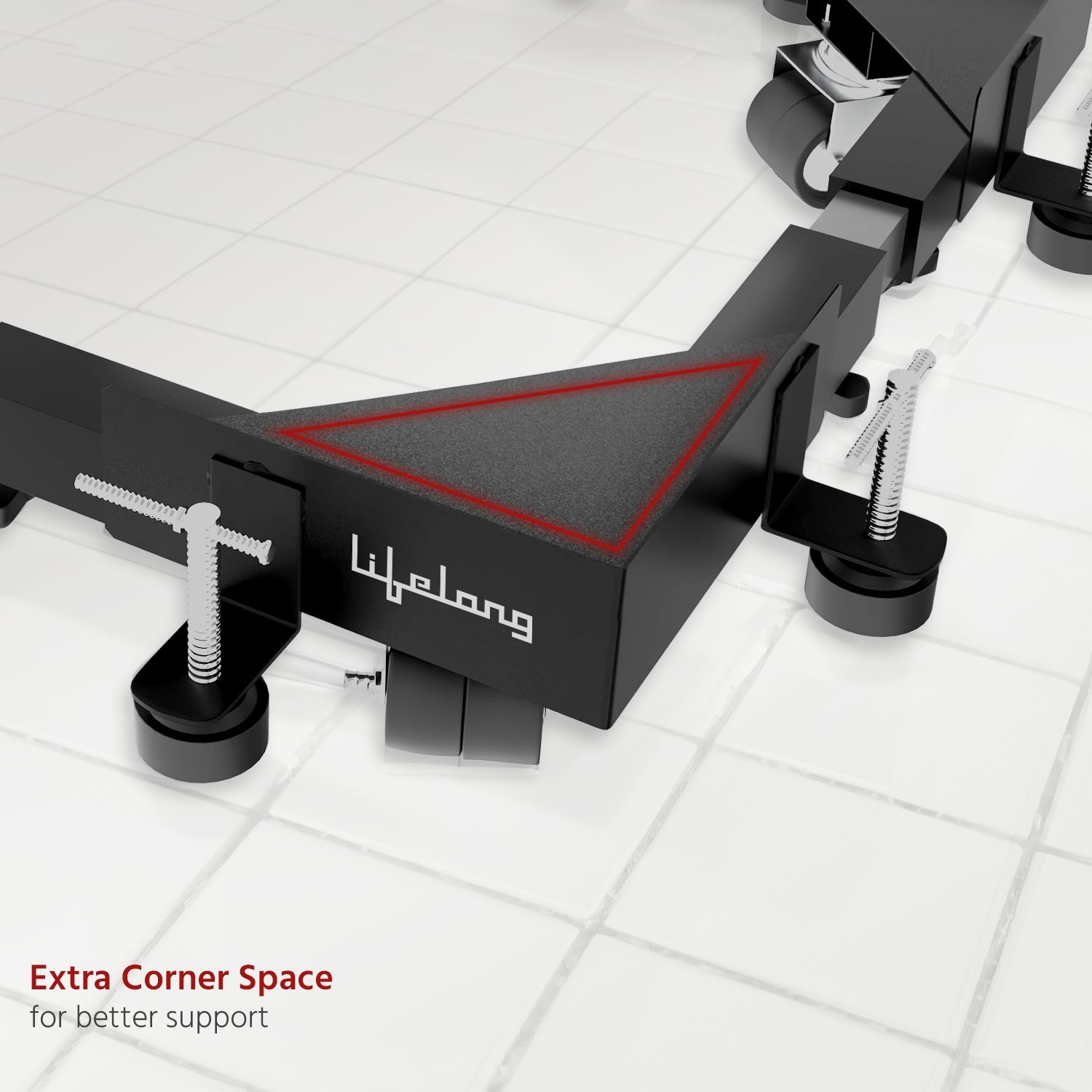 Lifelong Washing Machine Stand- Adjustable Metal Trolley With Wheels For Home