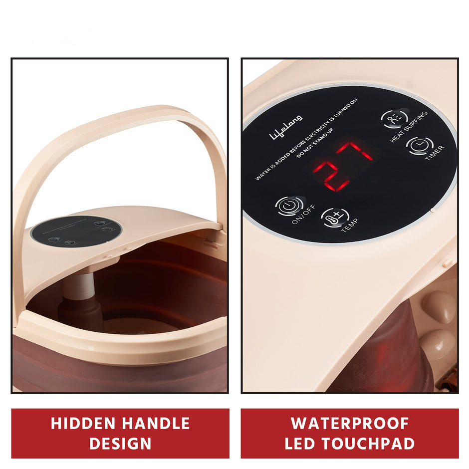Lifelong LLM378 Foldable Foot Spa Massager Machine for Foot Care, Pain Relief, Pedicure - Brown
