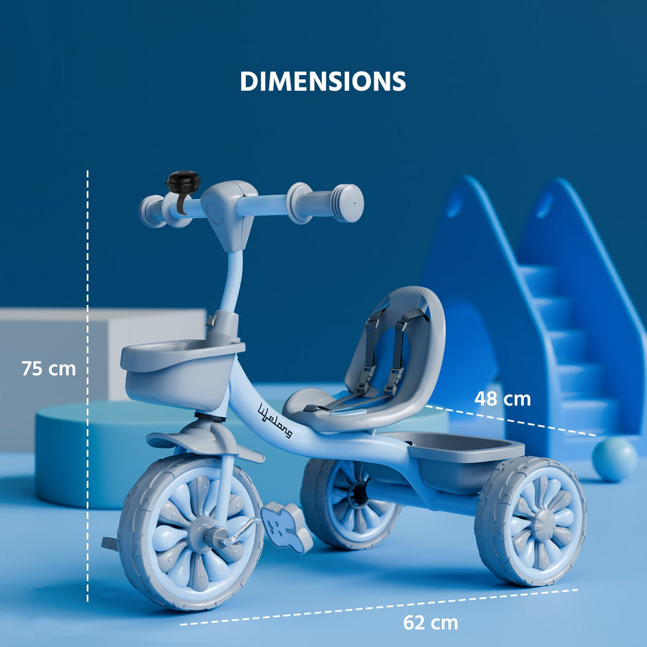 Lifelong Kids Tricycle with Eva wheels, bell and Storage Basket / baby Trike/ Age Group 2 Year to 5years/ Blue (LLKTC06)