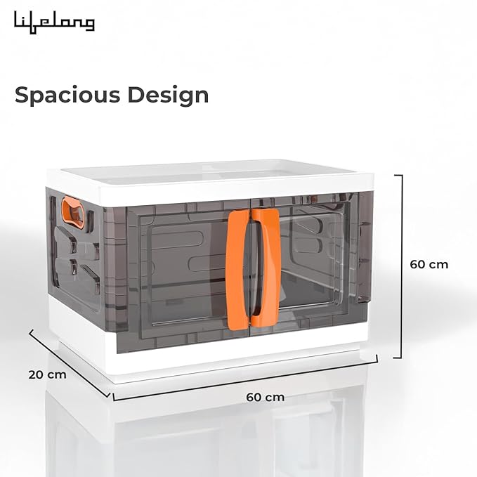 Lifelong Foldable Storage Box – Clear Door, Handle & Multipurpose Organizer