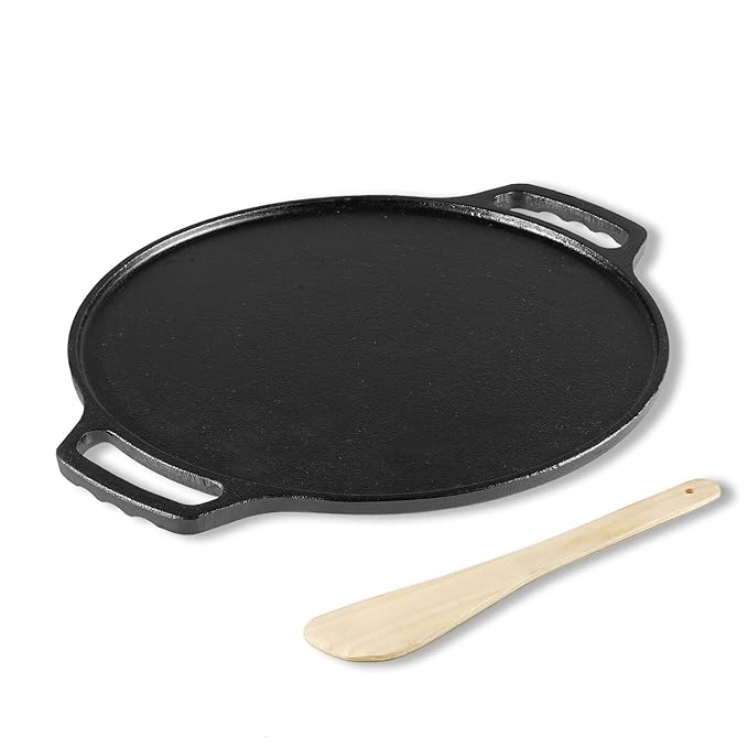 Lifelong 26cm Cast Iron Dosa Pan – Pre-Seasoned, Non-Toxic, Induction Friendly