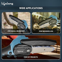 Lifelong Cordless Mini Chainsaw – 21V Battery Powered One-Hand Chainsaw for Wood Cutting, Tree Trimming & Gardening (Lightweight, Portable)