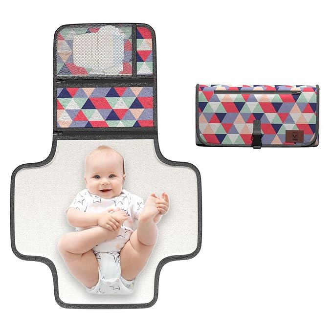 Lifelong Cuppy Portable Diaper Changing Mat for Baby Waterproof Foldable  Travel Mat with Wet Wipes Pocket Machine Washable Massage Diaper Change 