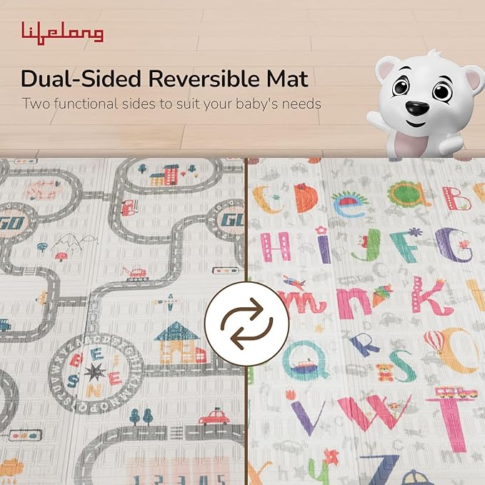 Lifelong Cuppy XL Baby Play Mat | Extra Thick, Waterproof, Foldable | Soft, Safe & Travel Friendly