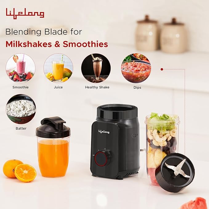 Lifelong Nutri Blender 500W – Mixer Grinder & Smoothie Maker with 2 Jars