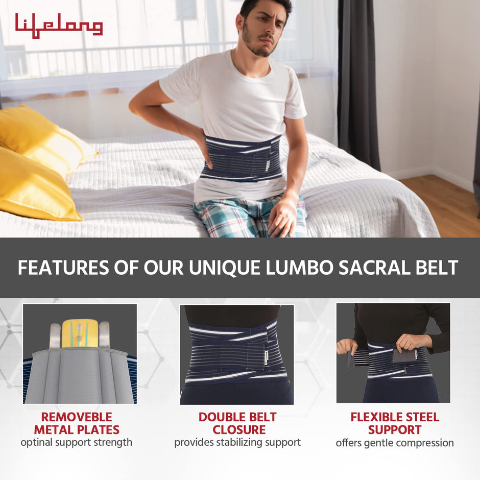 Orthopedic Lumbo Sacral Support Belt – Back Pain Relief & Waist Support (Medium, Blue)