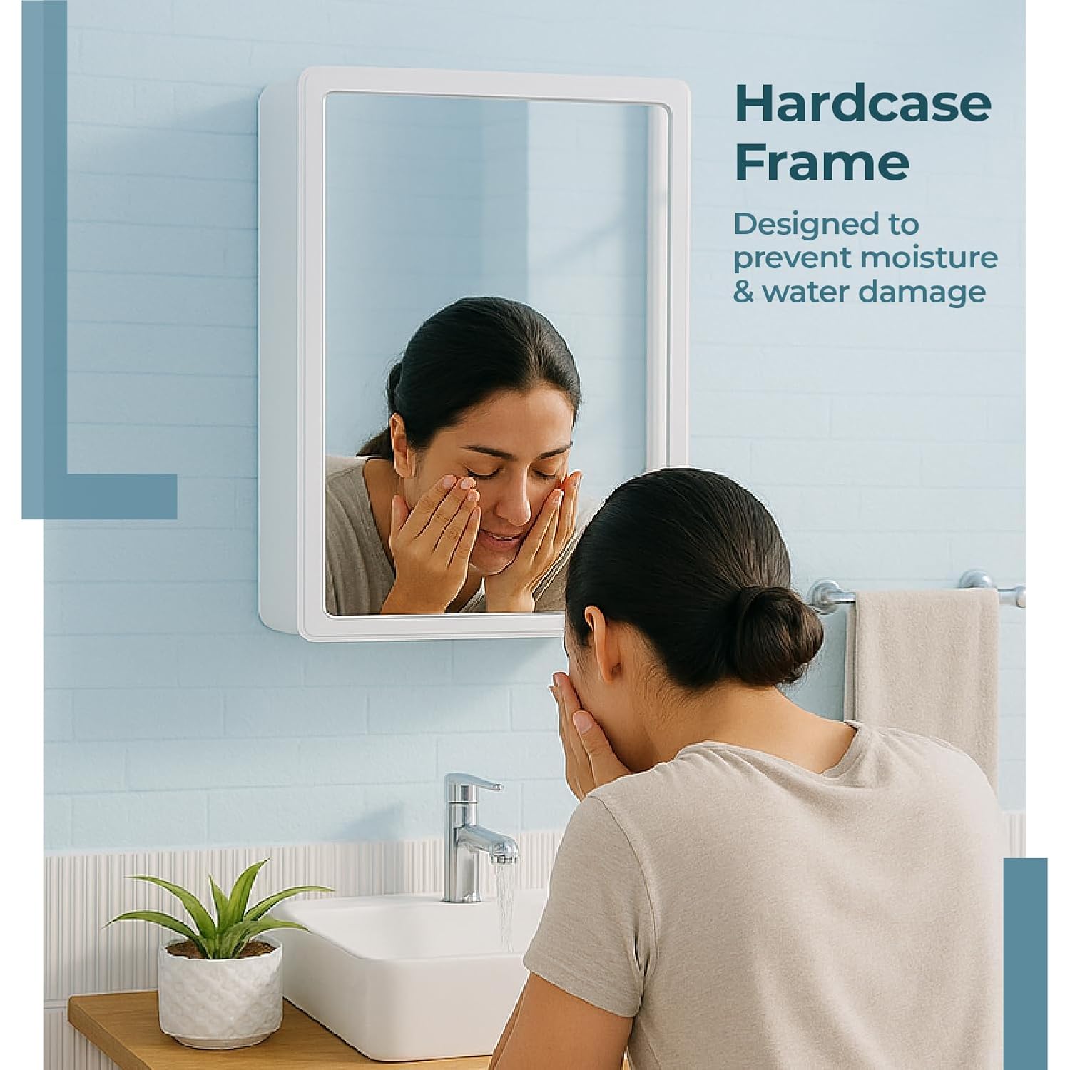 Lifelong Wall-Mounted Bathroom Cabinet with Mirror Door & 3-Tier Shelves