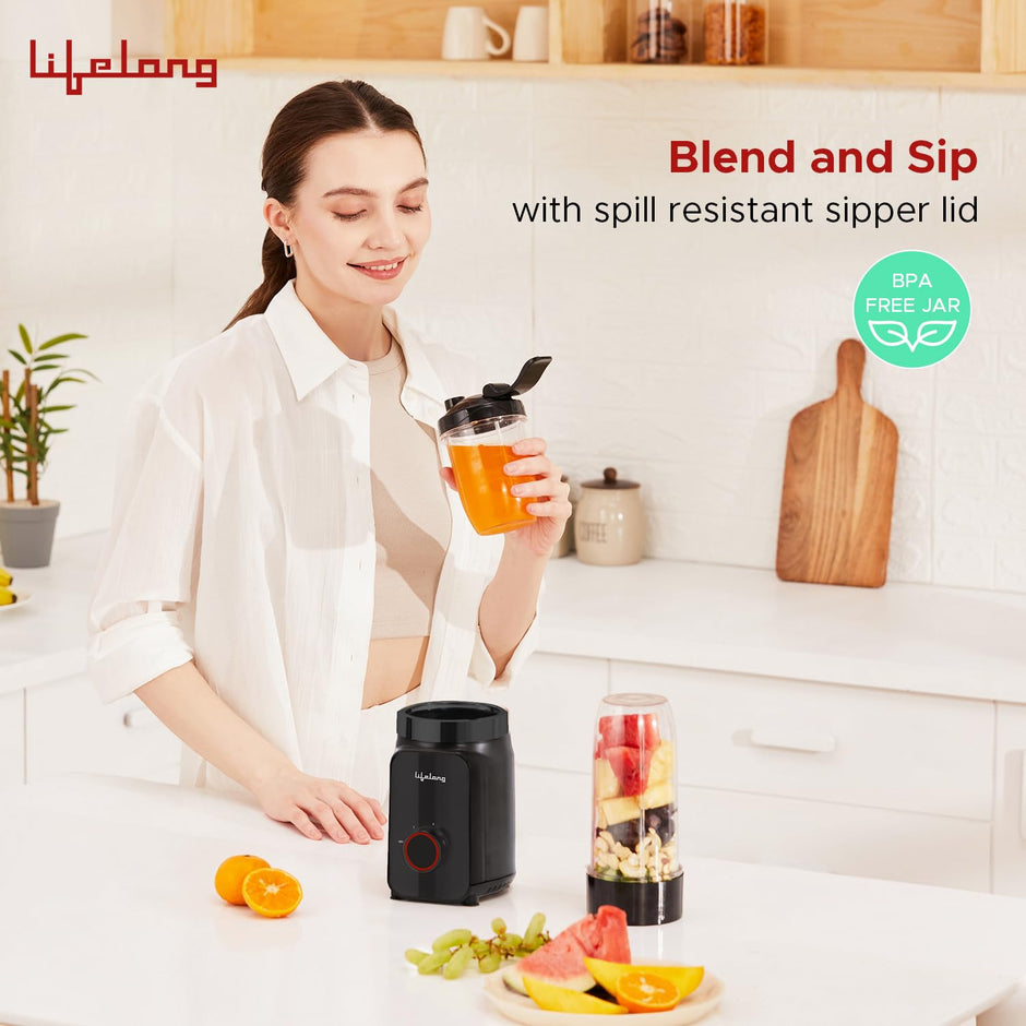 Lifelong Nutri Blender 500W – Mixer Grinder & Smoothie Maker with 2 Jars