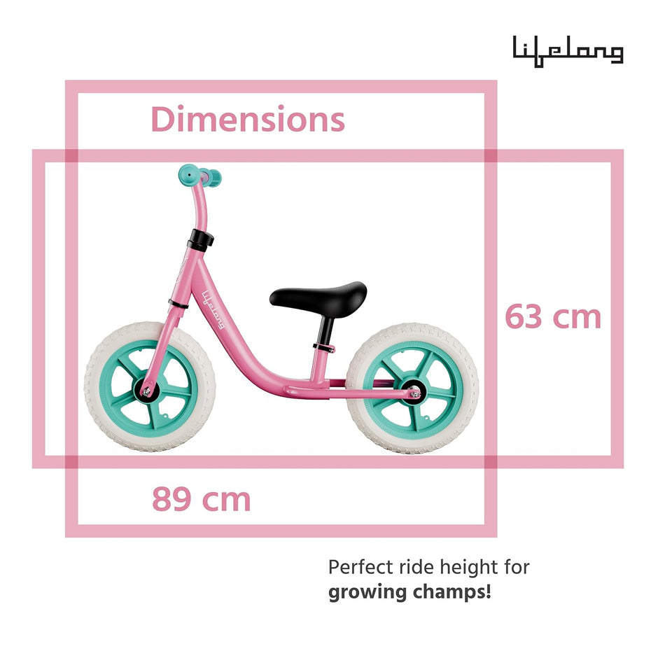 Lifelong Kids Balance Bike 1.5–3Y – Pedal-Free, Crash Guard, Pink (LLBB01)