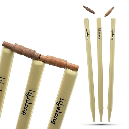 Lifelong Wooden Cricket Stumps Set – Standard Size Wickets with 2 Bails & Protective Cover, Durable Poplar Wood