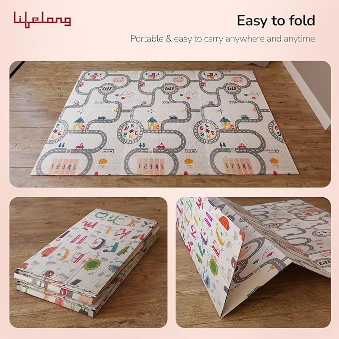 Lifelong Cuppy XL Baby Play Mat | Extra Thick, Waterproof, Foldable | Soft, Safe & Travel Friendly