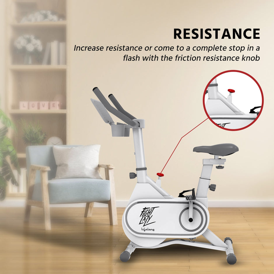 Fit Pro Spin Bike — 120 kg Capacity | 7 kg Flywheel | 12 Resistance Levels | Heart‑Rate LCD