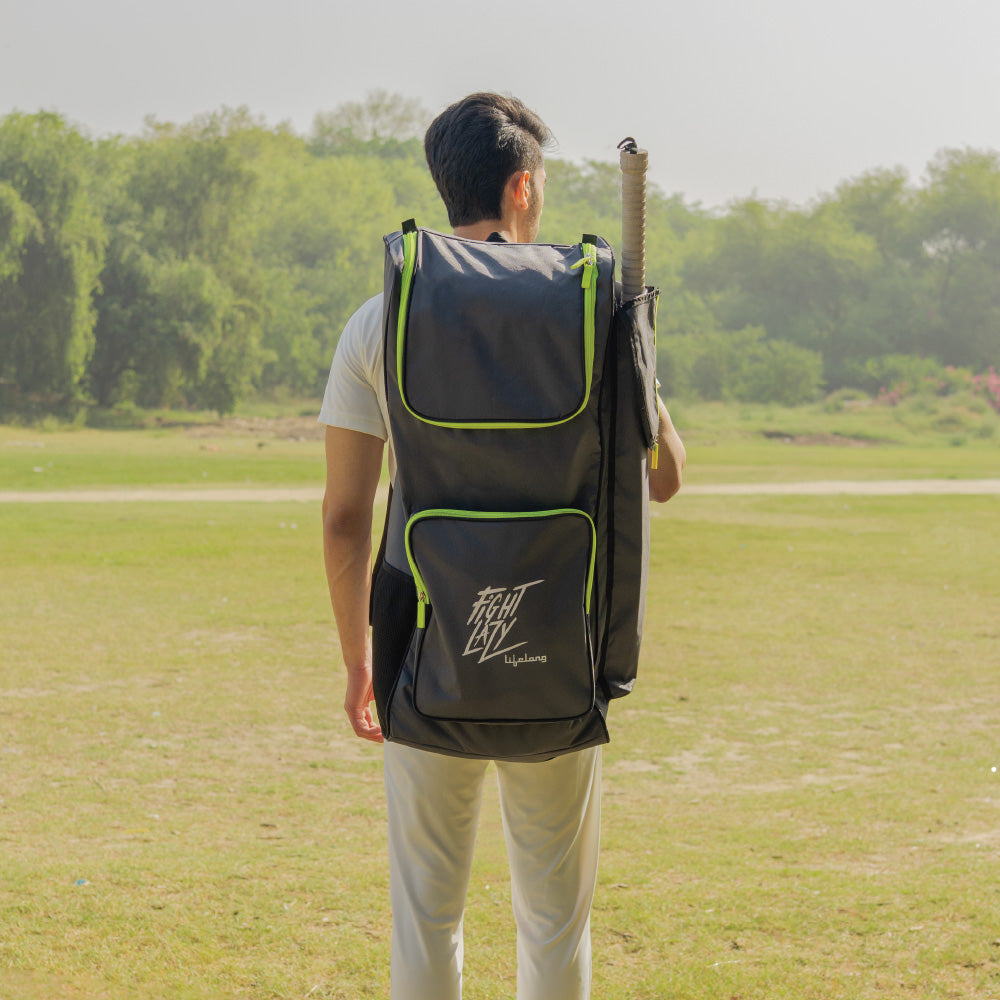 Lifelong Cricket Kit Bag | Dedicated Bat Pocket | Durable Construction | Adjustable Shoulder Straps - Grey Colour