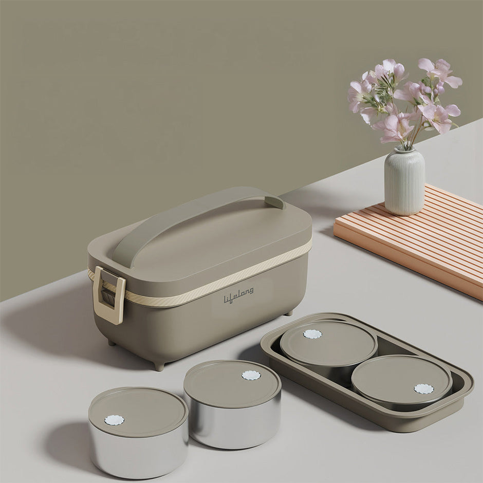 Lifelong Electric Lunch Box | Food Warmer | Set of 4 (2pcs 300ml + 2pcs 175ml) Retains Nutrients & Keeps Food Fres