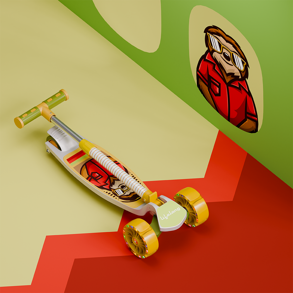 Kids scooter with Broad Led wheels (White/Yellow)