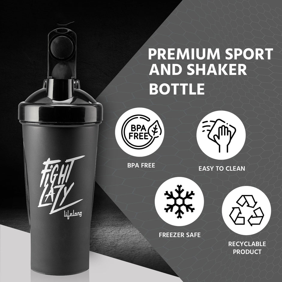 Lifelong Protein Shaker Bottle with Blender Ball | Leakproof, Wide Mouth, Flip Cap, 700ml - LLSHB04