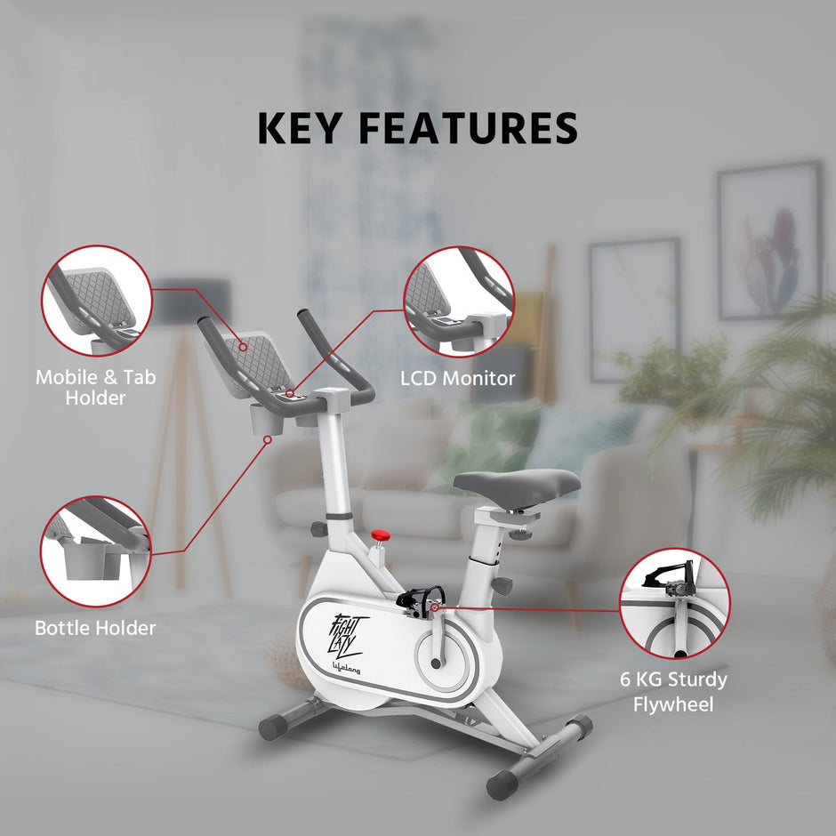 Fit Pro Spin Bike — 120 kg Capacity | 7 kg Flywheel | 12 Resistance Levels | Heart‑Rate LCD